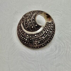 Vintage Marcasites Swirl Brooch